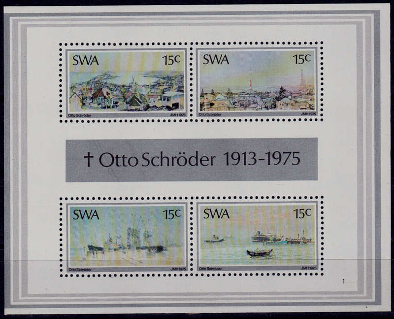 SWA 1975, 15 Oct. PAINTINGS by OTTO SHRODER, minisheet no 1, MNH. CV R 20.00 view scans