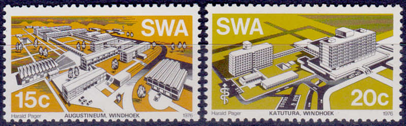 SWA 1976, 17 Sept. MODERN BUILDINGS, set, MNH, CV R 5.00 view scans