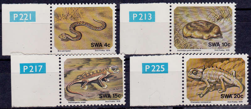 SWA 1978, 6 Feb. SMALL ANIMALS OF THE NAMIB DESERT, set, MNH, CV R 10.00 view scans