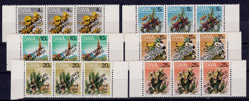 SWA 1978, 1 Nov. UNIVERSAL SUFFRAGE overprinted, set, setenant strips, MNH, CV R 18.00 view scans