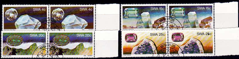 SWA 1979, 26 Nov. SEMI-PRECIOUS STONES, set pairs, CTO, CV R ?? view scans