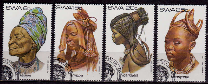 SWA 1982, 15 Oct. TRADITIONAL HEAD-DRESSES OF SWA, set, CTO, CV R ?? view scans