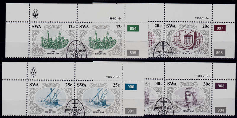 SWA 1986, 24 Jan. DISCOVERERS OF SWA, set pairs, CTO, CV R ?? view scans