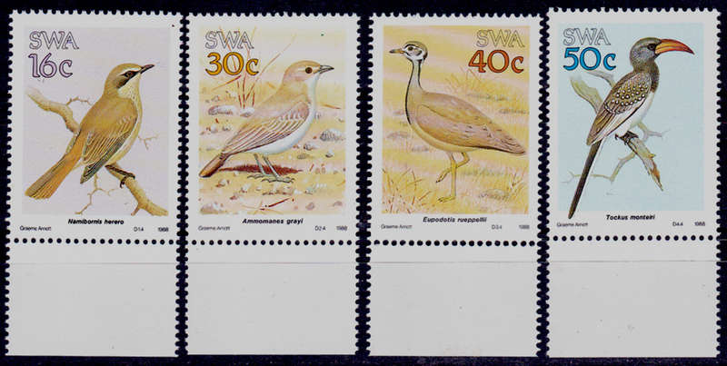 SWA 1988, 3 Nov. BIRDS OF SWA, set, MNH, CV R 40.00 view scans