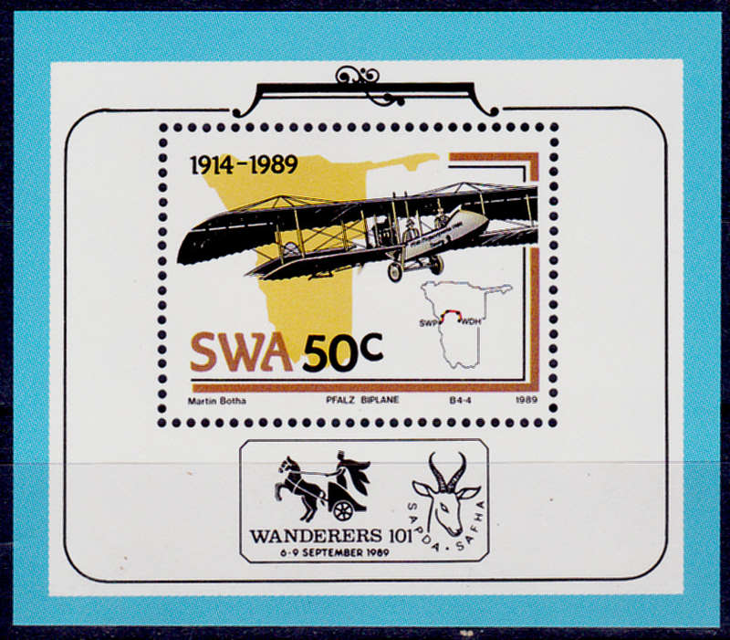SWA 1989, 7 May. 75 YEARS AVIATION, minisheet, MNH, CV R 18.00 view scans