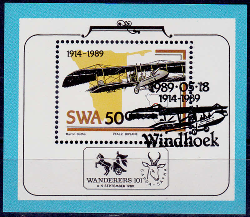 SWA 1989, 7 May. 75 YEARS AVIATION, minisheet, CTO, CV R ?? view scans