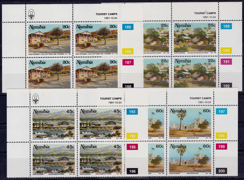 NAMIBIA 1991, 24 Oct. TOURIST CAMPS, set controls, MNH, CV R 42.00, view scans