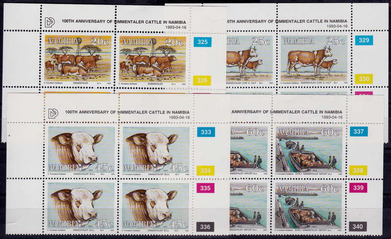 NAMIBIA 1993, 16 April. SIMMENTALER CATTLE, set controls, MNH, CV R 42.00 view scans
