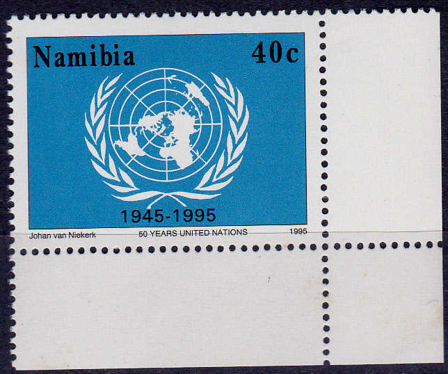 NAMIBIA 1995, 24 Oct. 50 YEARS UNITED NATIONS, single, MNH, CV R 2.50 view scans