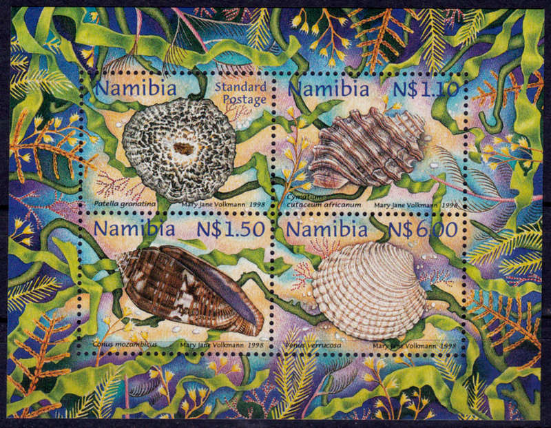 NAMIBIA 1998, 14 May. SHELLS OF NAMIBIA, minisheet, MNH, CV R 110.00 view scans