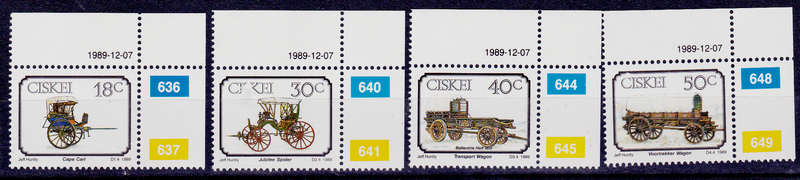 CISKEI 1989, 7 Dec. ANIMAL-DRAWN TRANSPORTATION, set, MNH, CV R 12.50, view scans