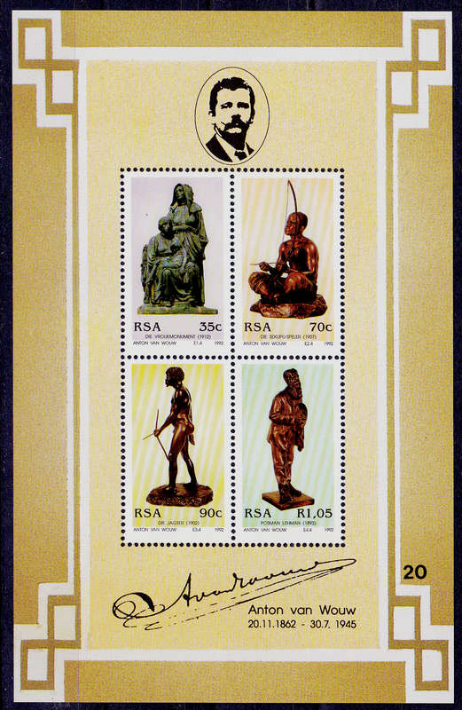 RSA 1992, 8 Oct. 130th ANNIV BIRTH ANTON VAN WOUW, minisheet, MNH, CV R 30.00 view scans