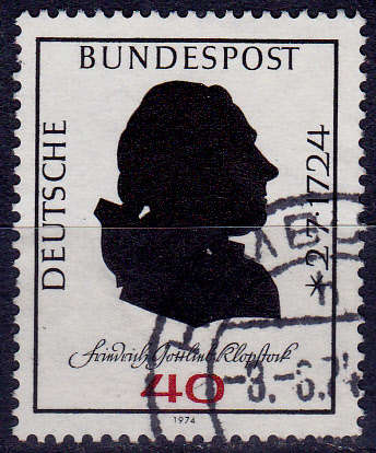 GERMANY 1974, 15 May. 250th ANNIV BIRTH FRIEDRICH G KLOPSTOCK, single, UH, CV+/- R 5.00 view scans