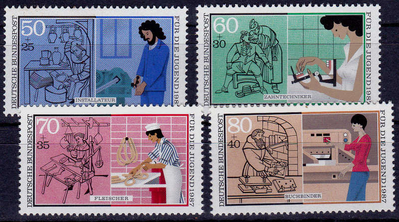 GERMANY 1987, 9 April. YOUTH HOSTEL - CRAFTS, set, MNH, CV+/- R 100.00 view scans