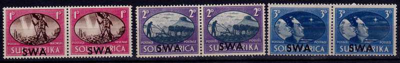 SWA 1945, 3 Dec. VICTORY ISSUE OF SA overprinted SWA, set, MH, CV R 46.00 view scans