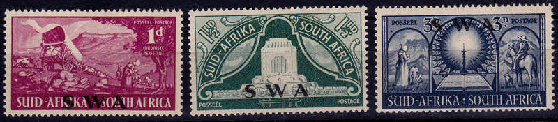SWA 1949, 1 Dec. INAUGURATION VOORTREKKER MONUMENT, set, MH, CV R 9.00 view scans