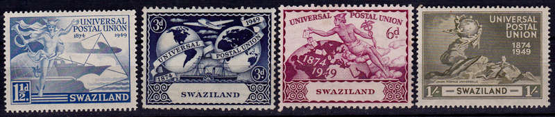 SWAZILAND 1949, 10 Oct. 75th ANNIVERSARY OF UPU, set, MH, R 95.00, view scans