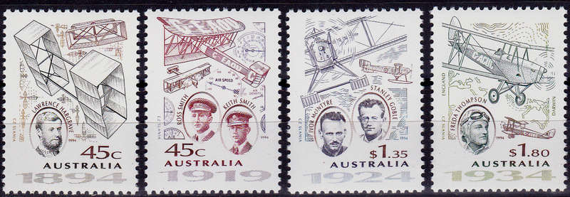 AUSTRALIA 1994, 29 Aug. PIONEERS OF FLYING, set, MNH, CV +/-R 40.00 view scans