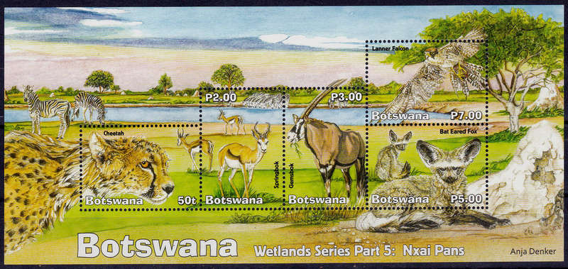 BOTSWANA 2019, 15 Aug. NXAI PANS WILDLIFE, minisheet, MNH, CV +/-R 80.00 view scans