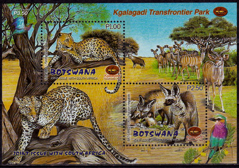 BOTSWANA 2001, 12 May. KGALAGADI TRANSFRONTIER WILD PARK, minisheet, MNH, CV +/-R 30.00 view scans