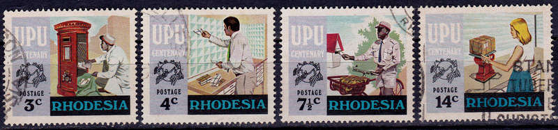 RHODESIA 1974, 20 Nov. UNIVERSAL POSTAL UNION, set, UH, CV R 18.00, view scans