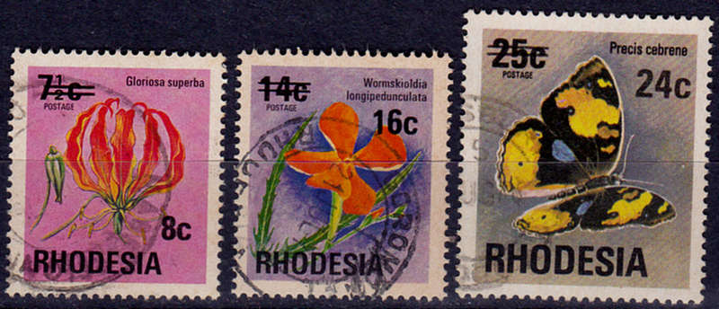 RHODESIA 1976, 1 July. SURCHARGES ON 1974 DEFINITIVES, set, UNH, CV R 6.00 view scans