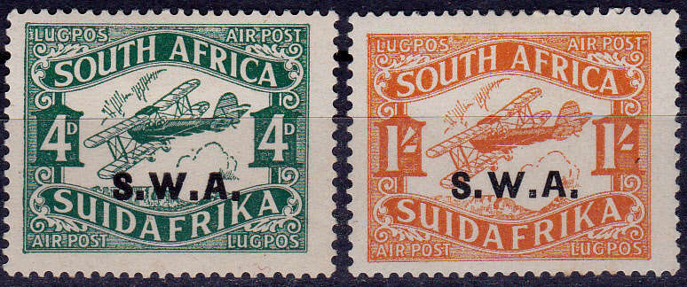 SWA 1930. AIRMAIL ISSUE OF SA OVERPRINTED, MH, CV R 180.00, view scans.