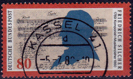 GERMANY 1989, 15 June. 200th ANNIV BIRTH FRIEDRICH SILCHER, single, UH, CV +/-R 10.00 view scans