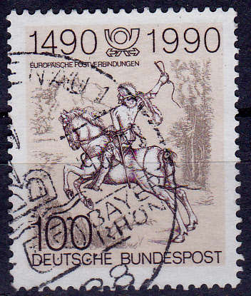 GERMANY 1990, 12 Jan. 500th ANNIV POSTAL COMM IN EUROPE, single, UH, CV+/- R 10.00 view scans