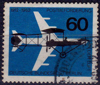 GERMANY BERLIN 1962, 12 Sept. 50th ANNIV OF AIRMAIL, single, UH, CV +/-R 10.00 view scans