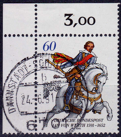 GERMANY 1991, 12 March. 400th ANNIV DEATH J VON WERTH, single, UH, CV+/- R 10.00 view scans