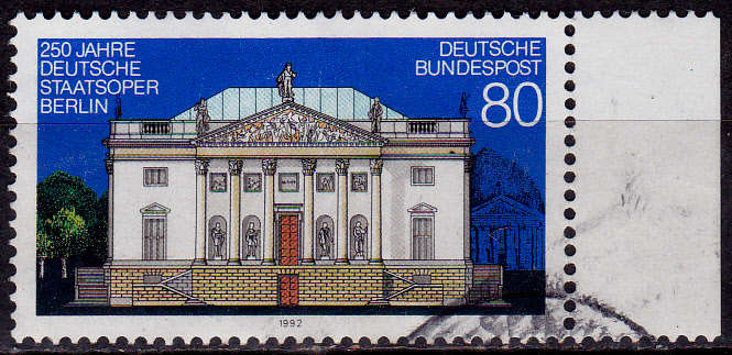 GERMANY 1992, 13 Aug. 250th ANNIV STATE OPERA IN BERLIN, single, UH, CV+/- R 10.00 view scans
