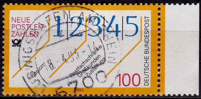 GERMANY 1993, 11 March. INTRODUCTION OF CITY CODE NUMBERS, single, UH, CV+/- R 10.00 view scans