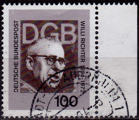 GERMANY 1994, 8 Sept. 100th ANNIV BIRTH WILLI RICHTER, single, UH, CV+/- R 10.00 view scans