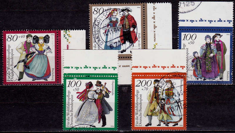 GERMANY 1994, 13 Oct. CHARITY STAMPS COSTUMES, set, UH, CV+/- R 115.00 view scans
