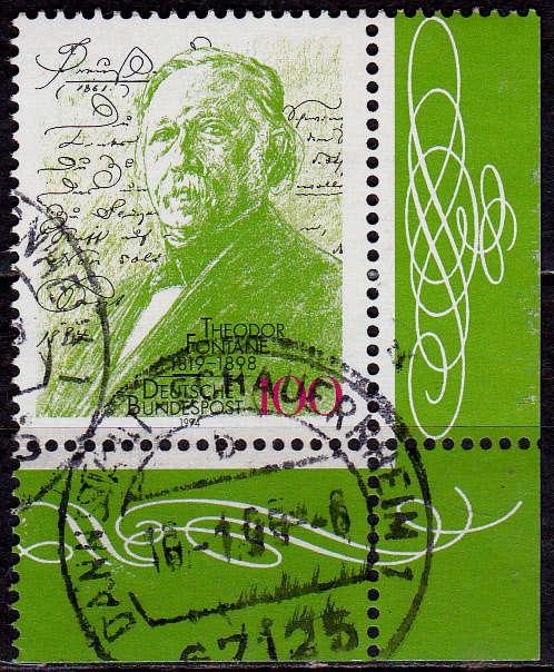 GERMANY 1994, 9 Nov. 175th ANNIV BIRTH T FONTANE, single, UH, CV+/- R 10.00 view scans