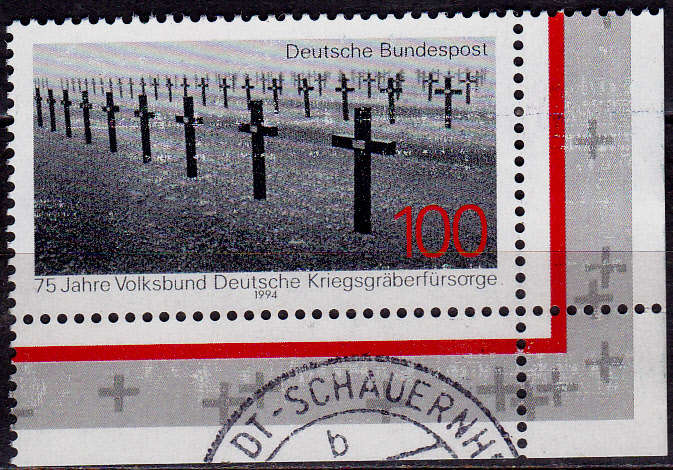 GERMANY 1994, 9 Nov. 75th ANNIV GERMAN WAR GRAVES, single, UH, CV+/- R 10.00 view scans