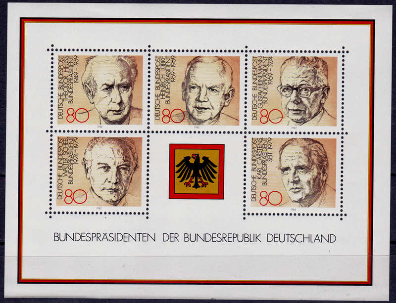 GERMANY 1982, 10 Nov. PRESIDENTS OF FEDERAL REPUBLIC, m/sheet, MNH, CV+/- R 90.00 view scans
