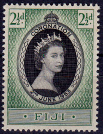 FIJI 1953, 2 June. CORONATION of QEII, single, MH, CV +/-R 20.00, view scans