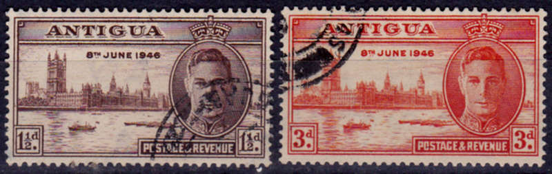 ANTIGUA 1946, 1 Nov. END of the WORLD WAR II, set, UH CV +/-R 10.00 view scans