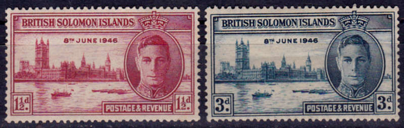 BRITISH SOLOMON ISLANDS 1946, 15 Oct. VICTORY END WAR II, set, MH CV +/-R 15.00 view scans