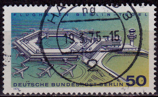 GERMANY BERLIN 1974, 15 Oct. AIRPORT of BERLIN-TEGEL, single, UH, CV +/-R 10.00 view scans