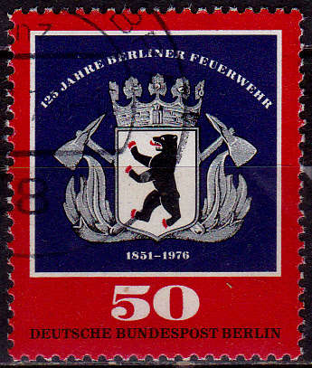 GERMANY BERLIN 1976, 13 May. 125th ANNIV FIRE DEPT, single, UH, CV +/-R 20.00 view scans