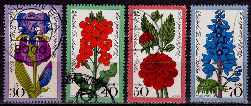 GERMANY BERLIN 1976, 14 Oct. CHARITY STAMPS - FLOWERS, set, UH, CV +/-R 55.00 view scans