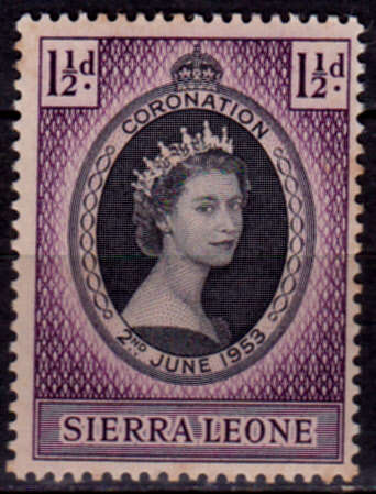 SIERRA LEONE 1953, 2 June. CORONATION of QEII, single, MNH, CV +/-R 5.00, view scans