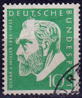 GERMANY 1955, 7 May. OSKAR V MILLER, single, UH CV +/-R 40.00 view scans