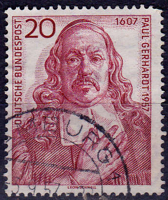 GERMANY 1957, 18 May. 350th ANNIV BIRTH P GERHARDT, single, UH CV +/-R 10.00 view scans