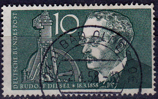 GERMANY 1958, 18 March. 100th ANNIV BIRTH R DIESEL, single, UH CV +/-R 5.00 view scans