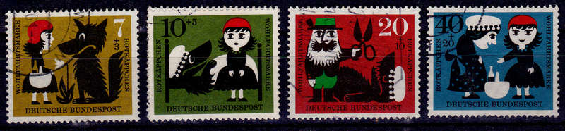 GERMANY 1960, 1 Oct. CHARITY STAMPS RED RIDING HOOD, set, UH, CV +/-R 100.00 view scans