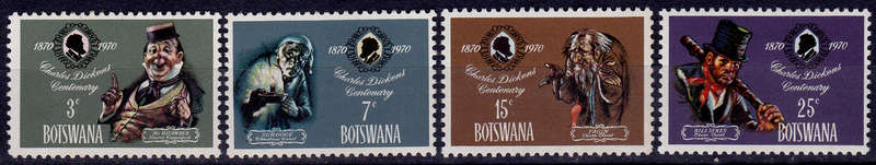 BOTSWANA 1970, 6 July. 100th ANNIV DEATH of CHARLES DICKENS, set, MH, CV +/- R 50.00 view scans